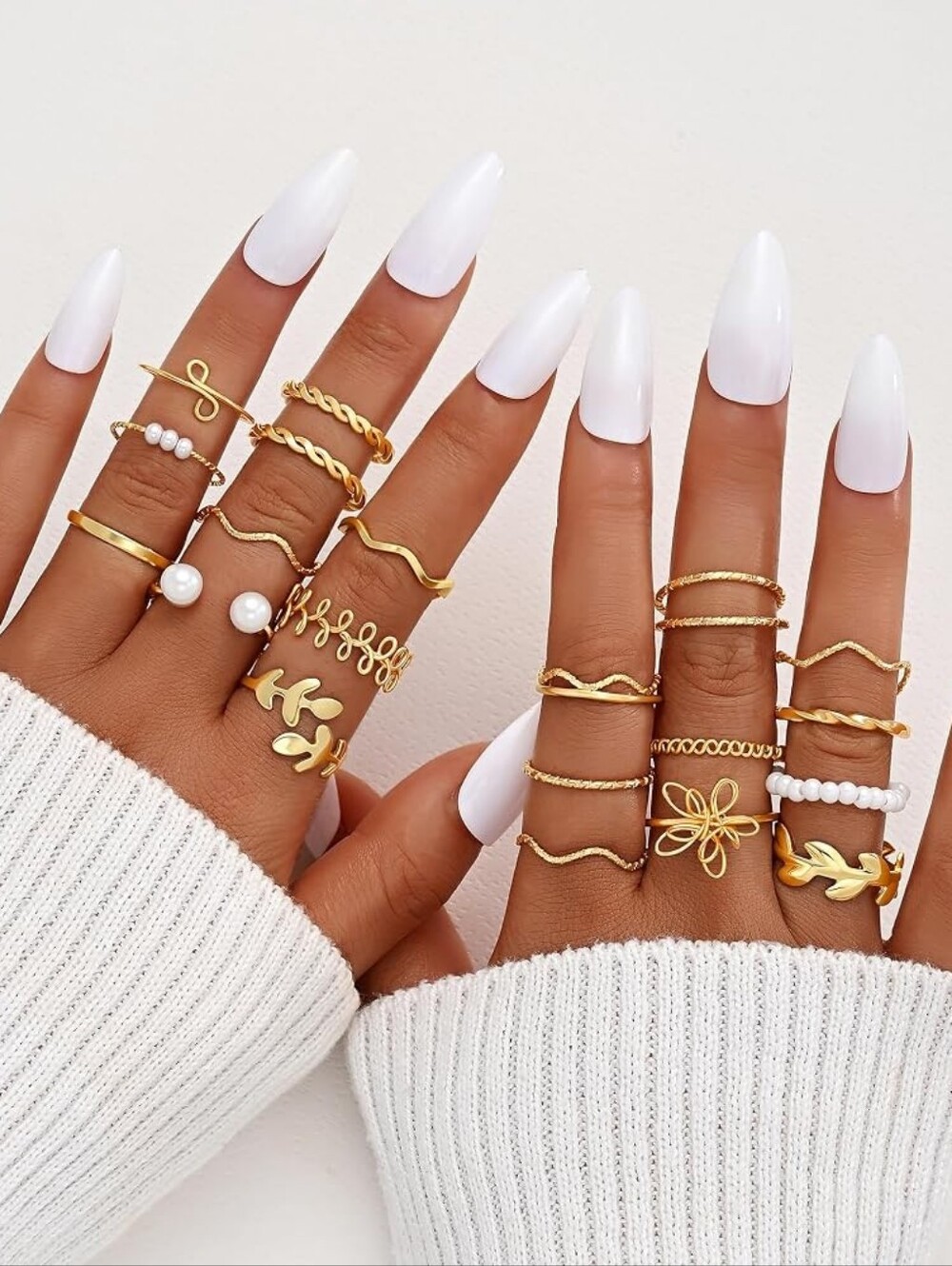 Gold Stackable Rings Set Gold Plated - Picture 4 of 6